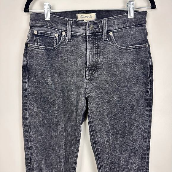 Madewell Mid-rise The Perfect Vintage Jean in Lunar wash Distressed Black Sz 26 - Picture 6 of 15